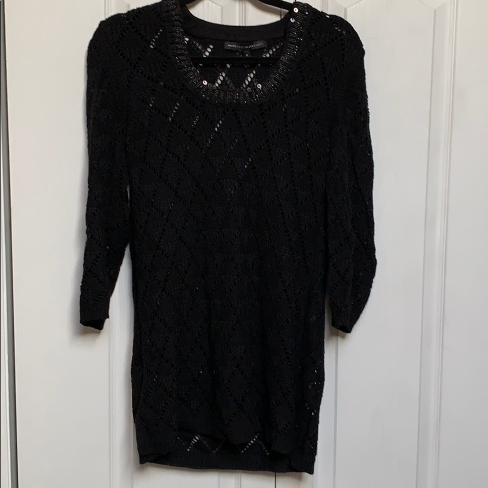 WHBM Black sweater tunic embellished with beads